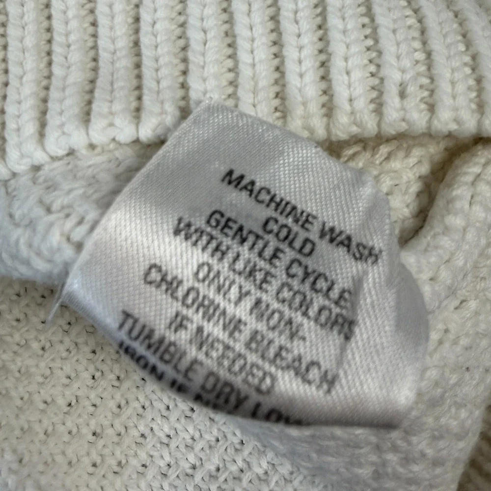 Nordstrom Womens Cream Cotton Textured Mock Neck Short Sleeve Sweater Large